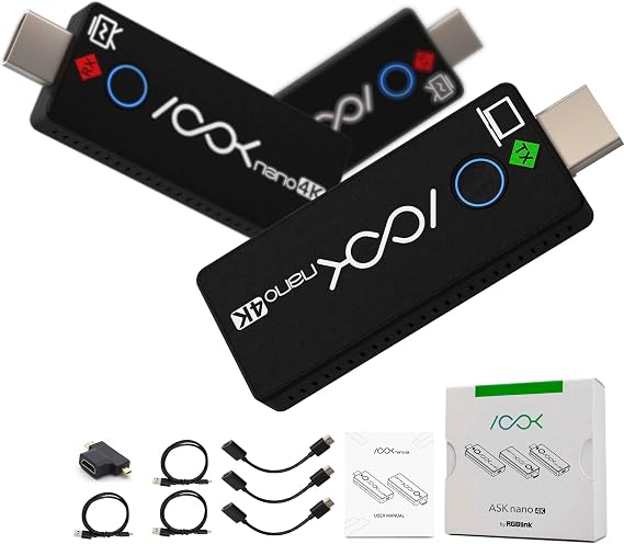 RGBlink 4K Wireless HDMI Transmitter and Receiver Kit,Plug and Play,Wireless HDMI Extender One Transmitter and Two Receivers, Supports Laptop to Dual Monitors for Meetings Live Broadcasts