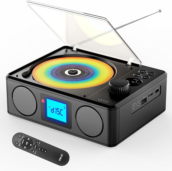 Kuephom Portable CD Player with Bluetooth, FM Radio & Remote