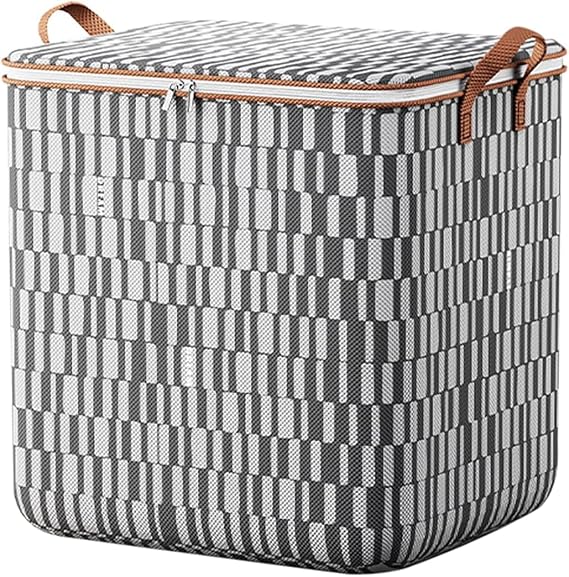 Foldable Clothes Storage Moving Boxes, 100L/140L/180L Large Storage Bag, Storage Box with Lid and Zip for Clothes, Duvets, Bedding (140L, 1 Piece)