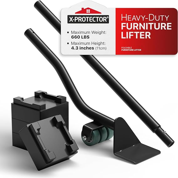 X-Protector Furniture Lifter Tool - Premium Furniture Jack Lifting Tool | Lift Furniture Easily - Appliance Lifter with 4.3" Adjustable Height - Ideal Jack to Lift Furniture Easily with No Effort