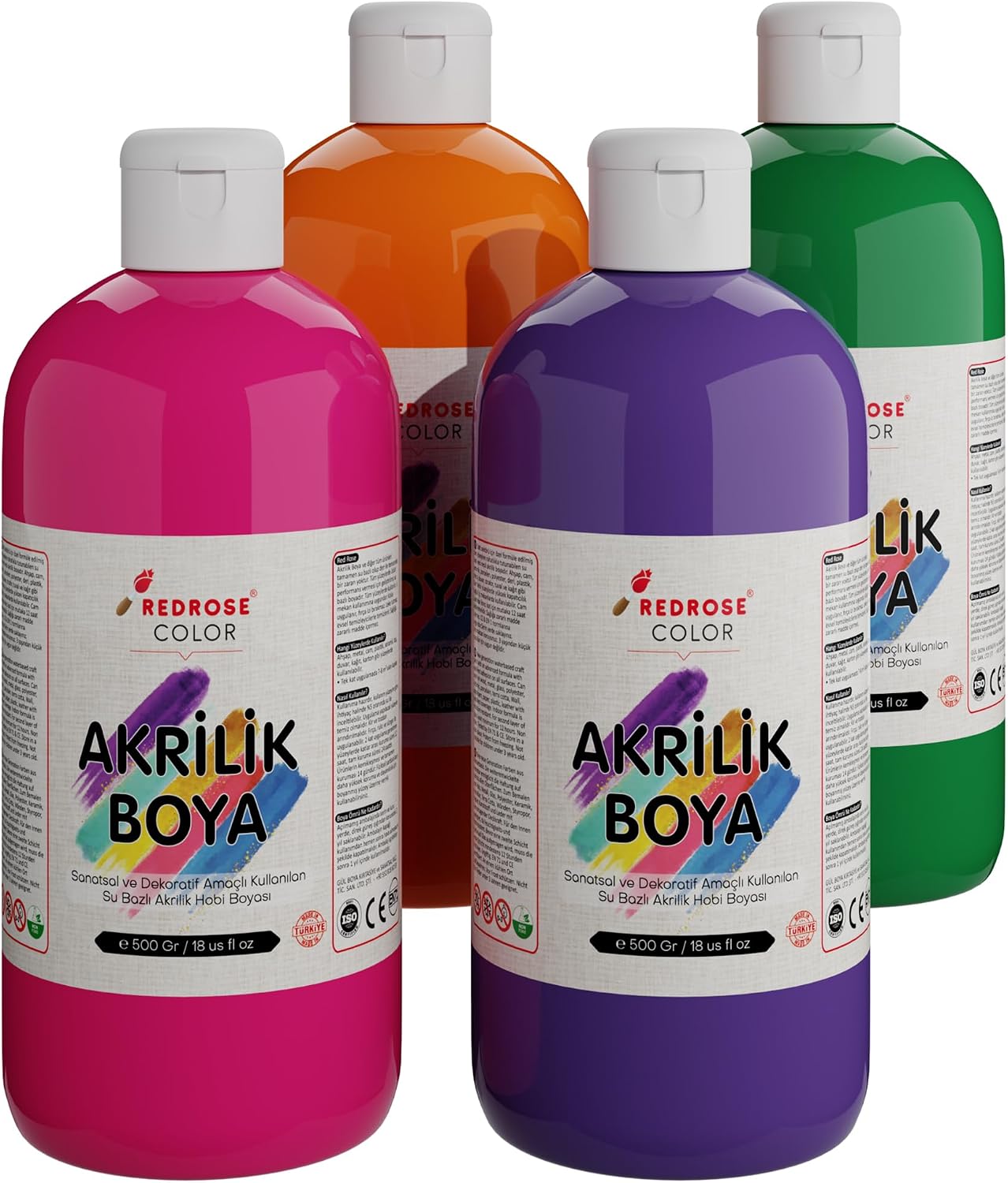 Red Rose Ara Renkler Akrilik Boya 4'lü Set 4x500 gr