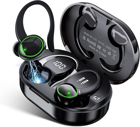 for Samsung Galaxy A23 5G Bluetooth 5.3 Headphones 3D Stereo with Earhook, 40H Touch Control Over Ear Headphones, IP7 Waterproof Earphones Built-in Mic for Running Workout Sport
