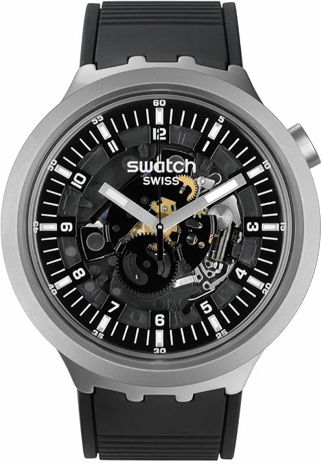 Swatch Big Bold Irony Lacquered Unisex Watch Casual Polymer Black Automatic Waterproof Dark Irony