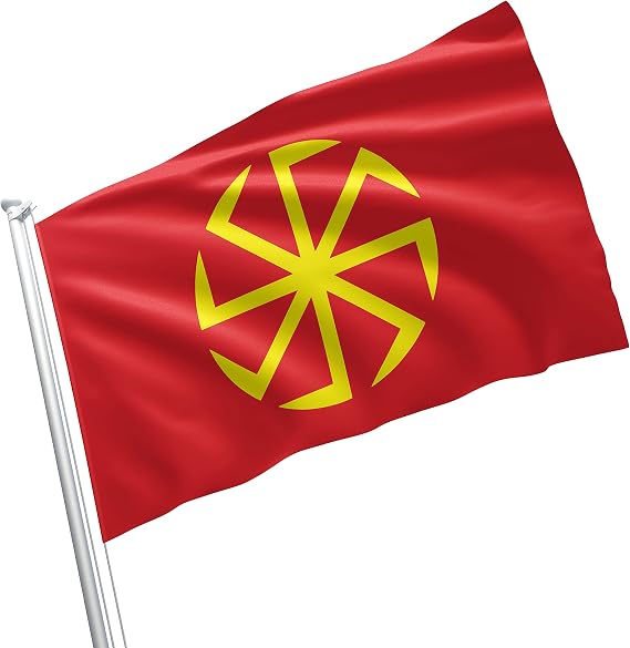 Kolovrat Symbol Flag, 3x5 Ft, Slavic Solar Heritage Banner
