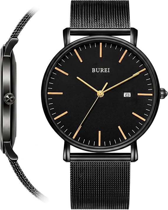 BUREI Ultra Dünne Uhren Herren Analoges Datum Armbanduhr Herren mit Japanisches Quarzwerk Geschenke für Männer