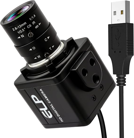 16MP HD USB Camera, 2.8-12mm 4X Optical Manual Zoom CS Mount Lens, High Resolution for Lightburn, OpenCV, Live Streaming & USB Microscope, Plug & Play for Windows, Linux, Jetson Nano