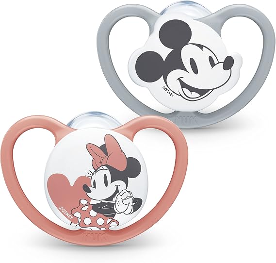 NUK Space Pacifier | 0-6 Months | Pacifiers with Extra Ventilation | BPA-Free Silicone | Disney Minnie Mouse | 2 Pack