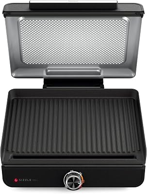 Ninja Sizzle Indoor Grill – Compact Electric Grill with Nonstick Grill Plate, Adjustable Temperature, Smokeless Cooking, Easy Clean-Up, Ideal for Steaks, Burgers & Vegetables