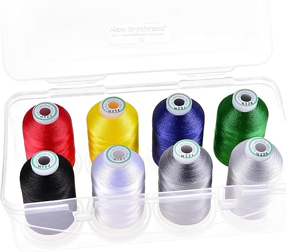 New brothread 8 Spools Embroidery Machine Thread with Box -Basic Color