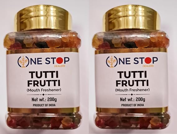 Tutti Frutti Mukhwas Mouth Freshener 200g Jar - Traditional Indian Digestive - Sweet & Flavourful More Popular in After Meal Digestive Treat Snacks (Pack of 2)