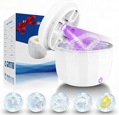 Portable Ultrasonic Retainer Cleaner,Cleans with just water,42kHz Mini Cleaning Machine for all Dental Appliances,Jewelry,Diamonds,Aligner,Whitening Trays,Night Dental Mouth Guard2025Upgraded