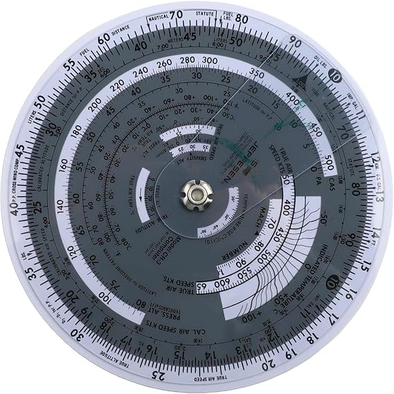 Flight Computer For Aviation Training, E6B-R 6 Inch Circular Slide Rule With Wind Side Calculation, Waterproof Plastic Ruler For True Heading, Wind, Speed-and Fuel Consumption(E6B-R)