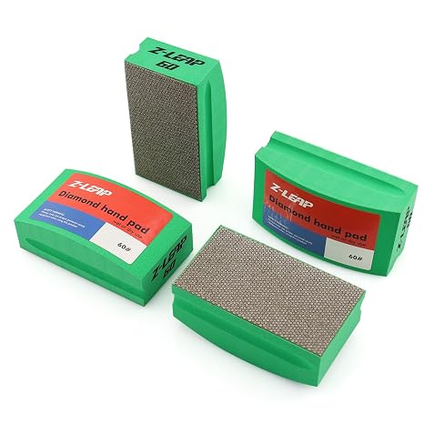 Diamond Polishing Hand Pads Arc Shape Back for Porcelain Glass Jade Stone Rough Edges Granite Marble Concrete Grit 60 4Pcs