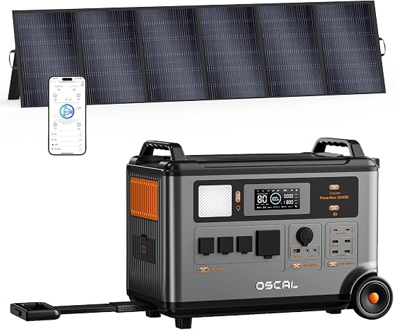 PowerMax 3600SE Solar Generator with 500W Panel, 3600W Power Station