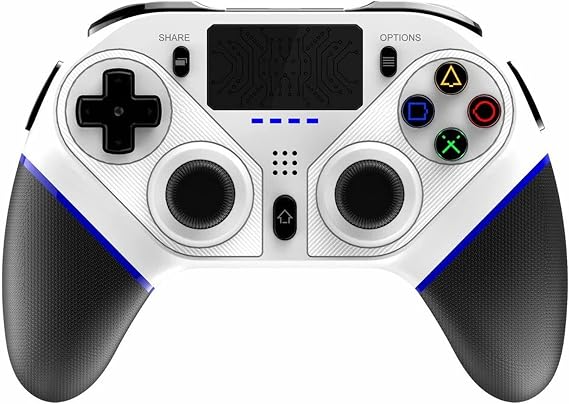 Controller Bluetooth Wireless GamePad Joyctick With TouchPad 6-Axis Somatic Vibration Programmable Game Controller Gamepad Controller Color: White, Size: One Size