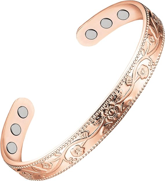 Feraco Copper Bracelets for Women, Pure Copper Magnetic Cuff Bracelet