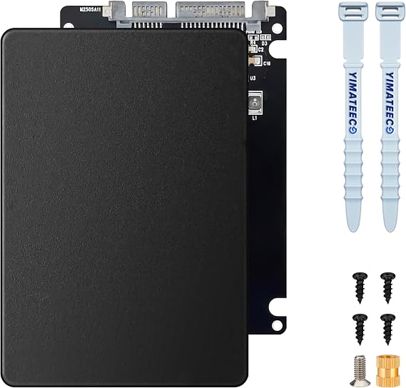 M.2 to SATA Adapter, NGFF SSD to 2.5IN SATA 3.0 Card Adapter with Black Case, M.2 SSD Enclosure 6Gbps External Disk Caddy Case Support 2230 2242 2260 2280 Hard Drive (Black)