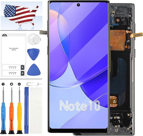 TFT for Samsung Galaxy Note 10 Screen Replacement for Galaxy Note10 LCD Display Touch Screen for SM-N970F SM-N970U SM-N9700 Digitizer Assembly Replacement Repair Parts (Black with Frame)