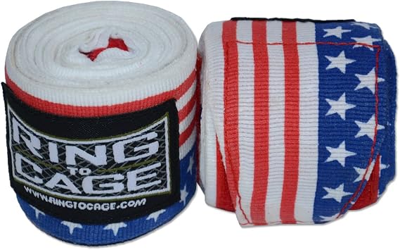 Ring to Cage USA Flag Printed Handwraps Mexican Style Stretchable 180"
