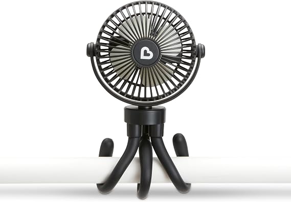 Munchkin Stroller Fan, 4 Speed, Black with Multicolored LED Lights