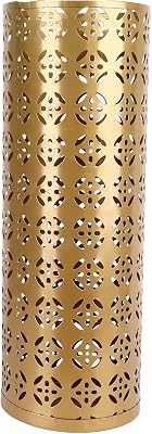 Fabater Umbrella Stand, Metal Umbrella Holder, Indoor Umbrella Rack Organizer with Hollow Design, Umbrella Storage for Entryway, Office, Home Gold