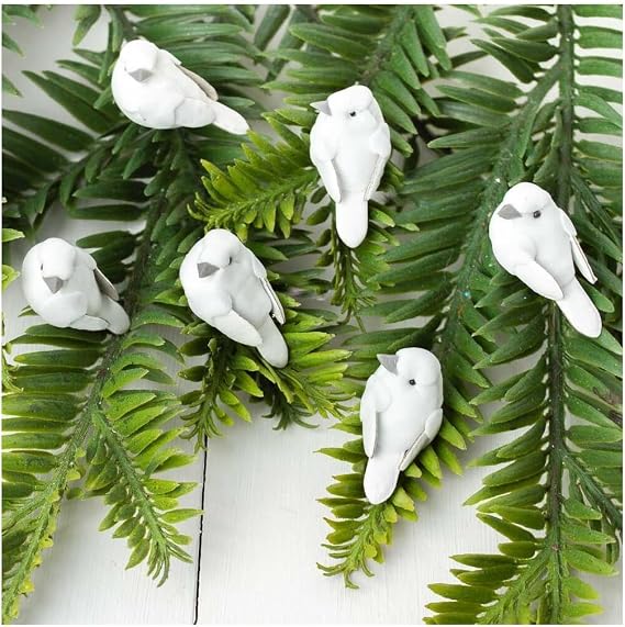 Factory Direct Craft Mini White Dove Mushroom Birds | 6 Pieces