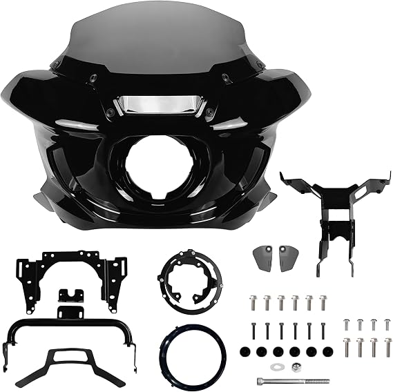 FATECIM Front Headlight ST Fairing with 7" Smoke Windshield Windscreen & Mounting Kits For Harley Street Bob FXBB 2018 2019 2020 FXBBS 2021 2022 2023 2024 Softail Standard FXST 2020 2021 2022