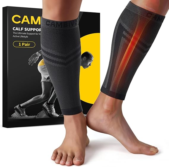 CAMBIVO Calf Compression Sleeve 15-20mmHg Footless for Shin Splint Relief
