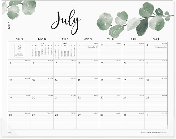 Cabbrix Magnetic Calendar for Refrigerator 2026, Monthly Fridge Calendar Magnet Covering July 2026 to December 2027, 15 x 12 inch, Aesthetic Greenery Design, Easy Organizing