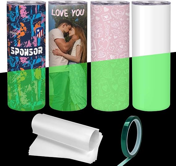 ShineMe Sublimation Tumblers 20 oz, Glow in the Dark Sublimation Cups with Spill Proof Lids and Shrink Wrap, 4 pack Stainless Steel Tumbler for Valentines' Day Gift