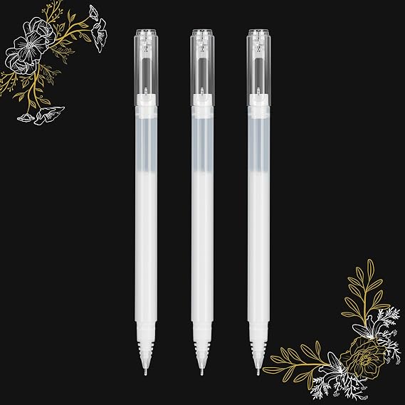 SMOOTHERPRO White Gel Pens, 3 Pcs 1.0 mm Bold Point Pens for Black Paper, 3 White Ink Pens for Artists, Drawing, Sketching, Coloring, DIY