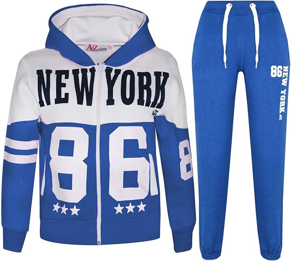 Kids Tracksuit Boys Girls Designer's New York 86 Print Jogging Suit 7-13 Years