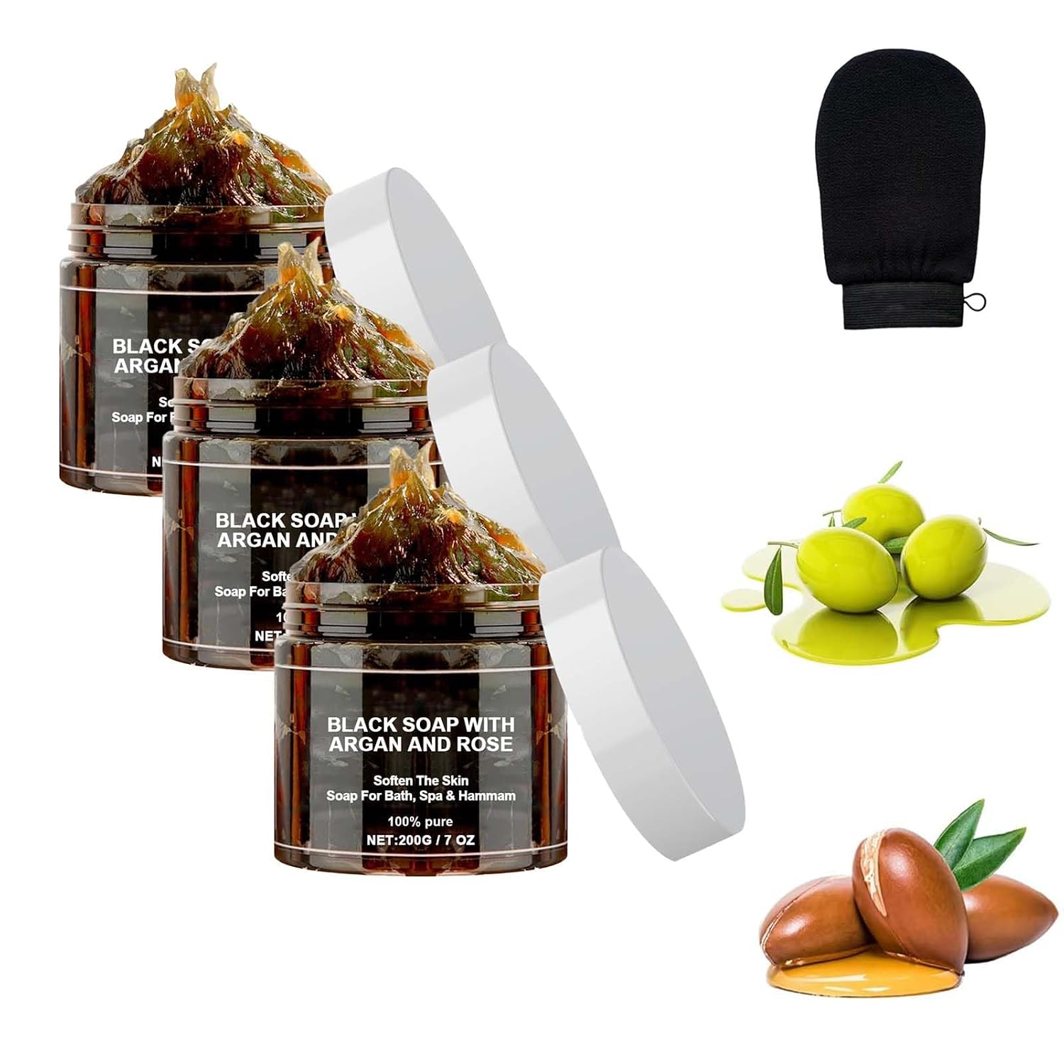 morocco black beldi soap black soap with argan and rose morocco body scrub moroccan black soap with glove 3 boxes