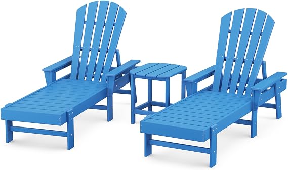 POLYWOOD South Beach Chaise 3-Piece Set in Pacific Blue