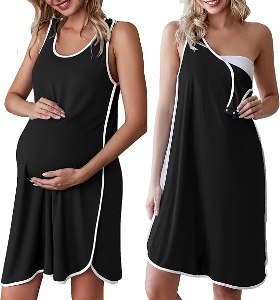 Labor and Delivery Gown Maternity Dress Breastfeeding Nursing Nightgown