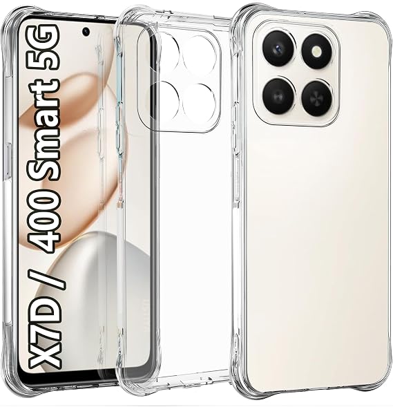 USTIYA Case for Honor X7D/Honor 400 Smart 5G Clear TPU Four Corners Military-Grade Protection Cover Transparent Soft funda