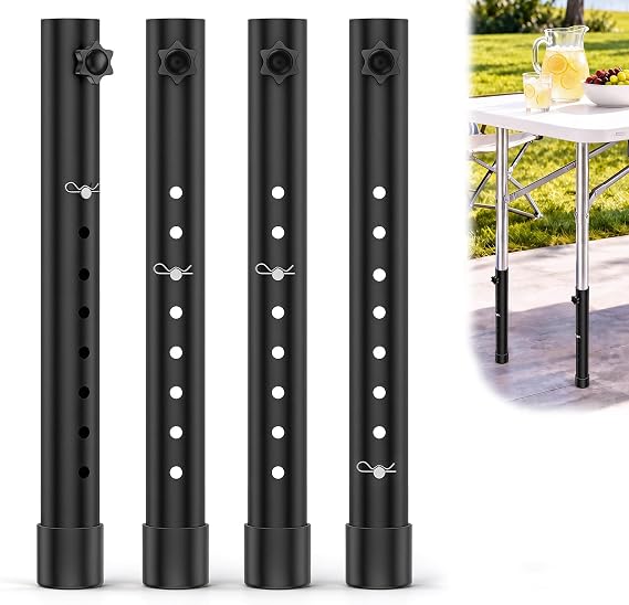 Folding Table Leg Extenders, 8-Height Table Risers for Folding Table