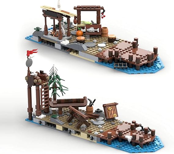 Medieval Viking Village Extensions Building Block Set, MOC Pirate Hous Model, Creative Building Bricks Birthday Gift for Fans (584 Pcs)