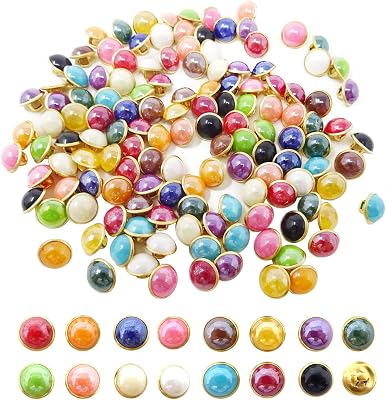 Honbay 150PCS 10mm Copper Base Pearl Buttons with Shank Half Dome Cap Resin Button Round Sewing Decorative Button for Wedding Dress, Skirts, Gloves, Sweaters, Shirts, Hats, Scarves, Crafts - 15 Colors