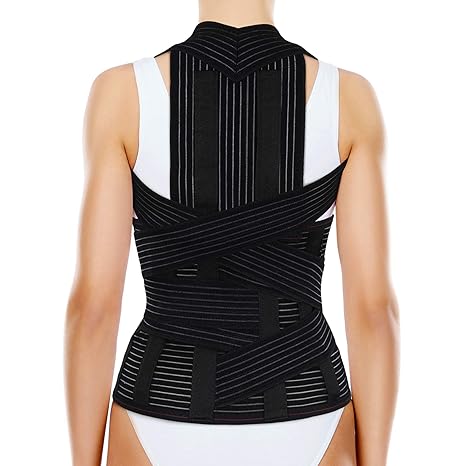 ORTONYX Full Back Support Brace with Removable Dorso-lumbar Pad - Upper and Lower Back Pain Relief, Thoracic Kyphosis, Rounded Shoulders, Posture Correction/S