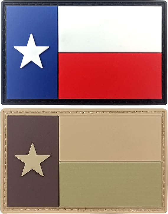 JBCD Texas Flag Patch Tactical PVC Rubber Hook and Loop Fastener Patch, 2 Pack
