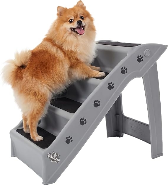 PETMAKER Lightweight Durable Plastic Dog Stairs, Gray, 23.25 x 15 x 19