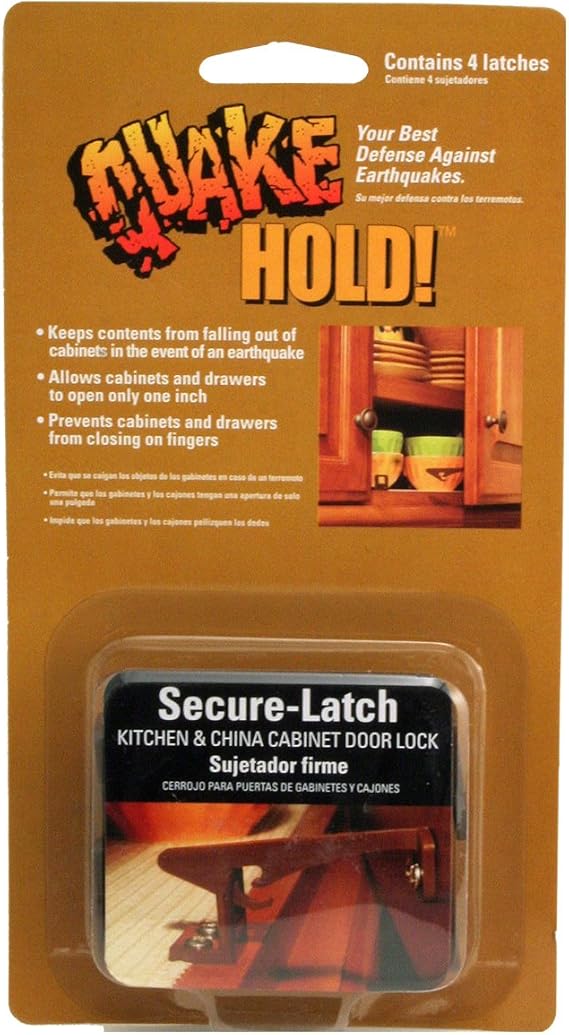 QuakeHold! 4250 Cabinet Door Latch | Cabinet and drawer safety latches help limit opening during earthquakes while reducing spills and preventing pinched fingers.