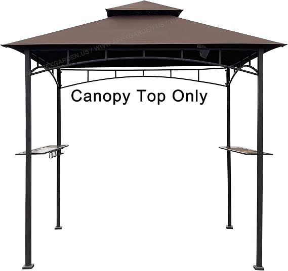 APEX GARDEN Replacement Canopy Top CAN ONLY FIT for Model #L-GG001PST-F 5' X 8' Brown Double Tiered Canopy Grill BBQ Gazebo (Top Only) (Brown)
