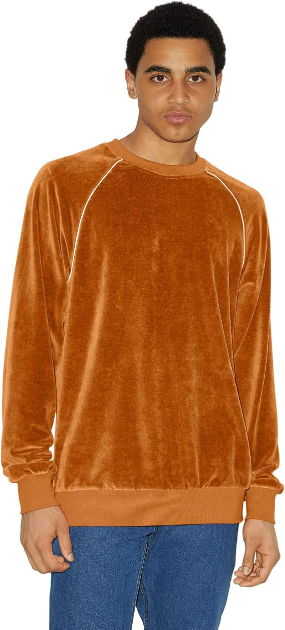 American Apparel Men's Stretch Velour Long Sleeve Raglan Crewneck