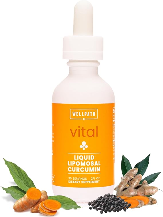 WellPath Liposomal Curcumin Supplement | Liquid Turmeric Drops with Black Pepper Extract | Enhanced Absorption | Non-GMO, Vegan, 2 oz