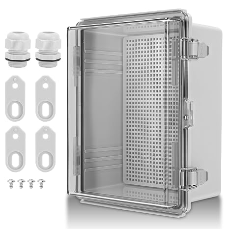 Electrical Junction Box, Waterproof Dustproof Enclosure Hinged Junction Box | IP67 Water Resistant Junction Box for Electrical Indoor Outdoor Universal Project, Transparent Cover
