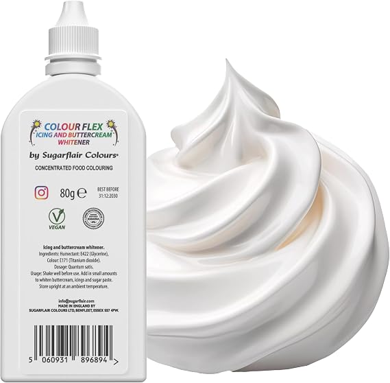 Colour Flex Icing Whitener 80g - White Food Colouring for Whitening Buttercream, Sugarpaste, Royal Icing and Frostings