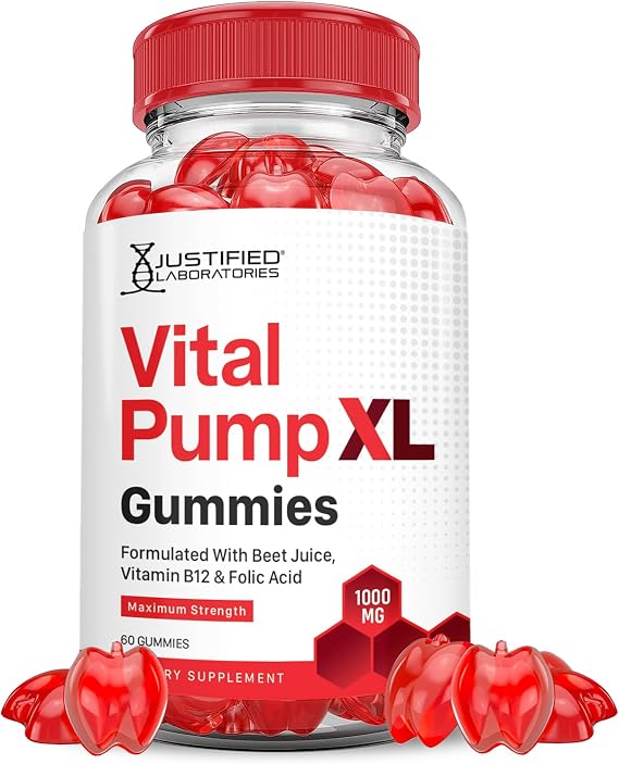 Justified Laboratories Vital Pump XL Performance Gummies 1000MG Advanced Formula Vital PumpXL Formulated with Beet Juice ACV Pomegranate Beet Powder B12 Vegan Non GMO 60 Gummys