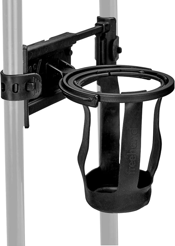 Freehand Luggage Cup Holder Self Leveling Hands Free Drink Caddy Fits Roll On Suitcase Handles - Holds 8 24 Ounce Coffee Cups or Up to 1 Liter Water Bottles Black